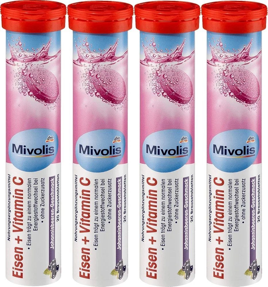 قرص جوشان میولیس با طعم بری ویتامین سی و آهن 20 عددی Mivolis Eisen + Vitamin C
